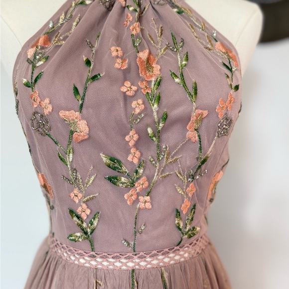 ASOS Floral Embroidered Maxi Dress in Pink and Green - Picture 3 of 9